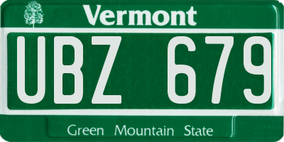 VT license plate UBZ679