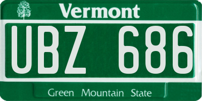 VT license plate UBZ686