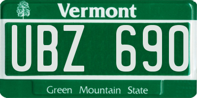 VT license plate UBZ690