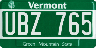 VT license plate UBZ765