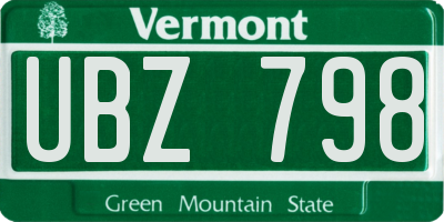 VT license plate UBZ798