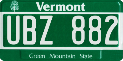 VT license plate UBZ882