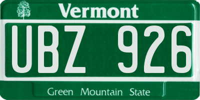 VT license plate UBZ926