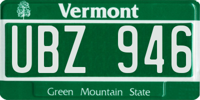 VT license plate UBZ946