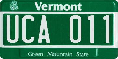 VT license plate UCA011
