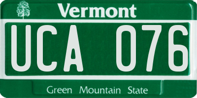 VT license plate UCA076