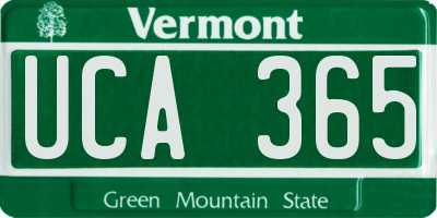 VT license plate UCA365