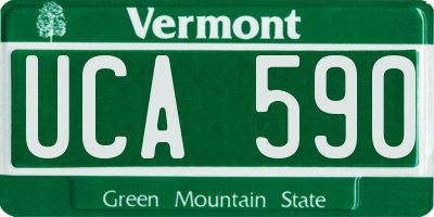 VT license plate UCA590
