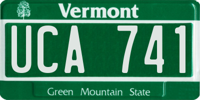 VT license plate UCA741