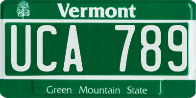VT license plate UCA789