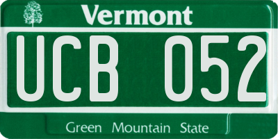 VT license plate UCB052