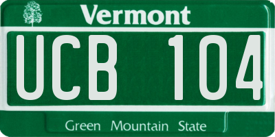 VT license plate UCB104