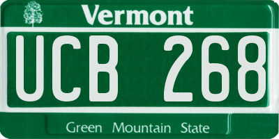 VT license plate UCB268