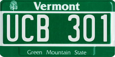 VT license plate UCB301