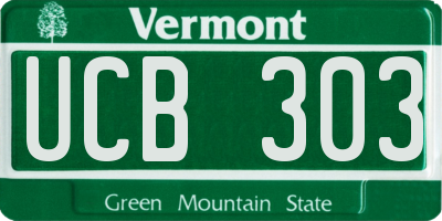 VT license plate UCB303
