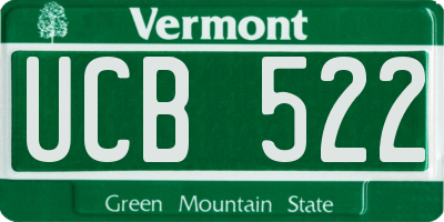 VT license plate UCB522