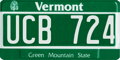 VT license plate UCB724