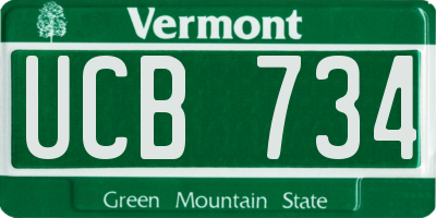 VT license plate UCB734