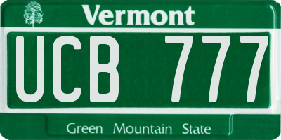 VT license plate UCB777