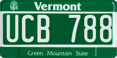 VT license plate UCB788
