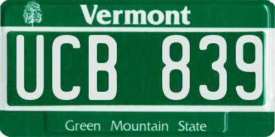 VT license plate UCB839