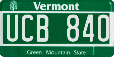 VT license plate UCB840