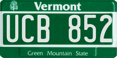 VT license plate UCB852