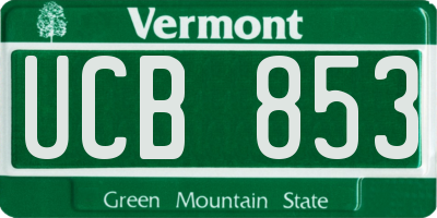 VT license plate UCB853