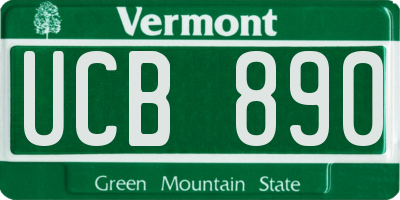 VT license plate UCB890