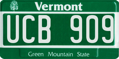 VT license plate UCB909