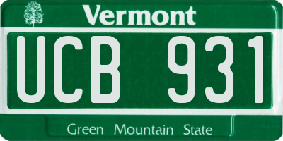 VT license plate UCB931