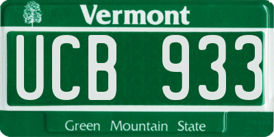 VT license plate UCB933