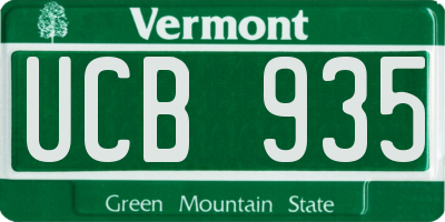 VT license plate UCB935