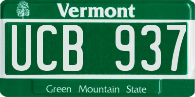 VT license plate UCB937