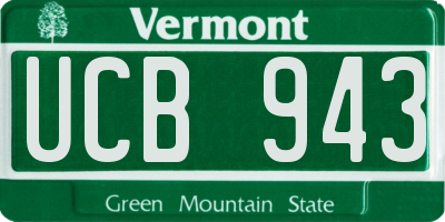 VT license plate UCB943