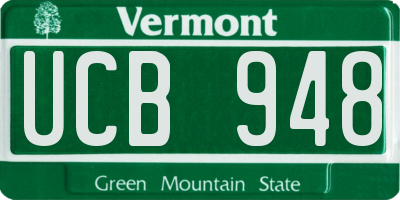 VT license plate UCB948