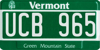VT license plate UCB965