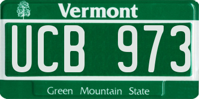 VT license plate UCB973