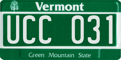 VT license plate UCC031