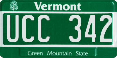 VT license plate UCC342