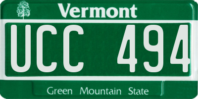 VT license plate UCC494