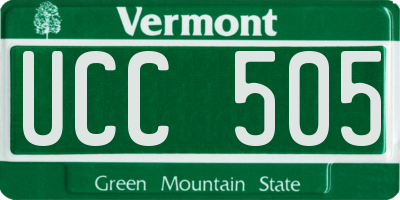 VT license plate UCC505