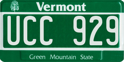 VT license plate UCC929