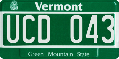 VT license plate UCD043