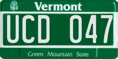 VT license plate UCD047