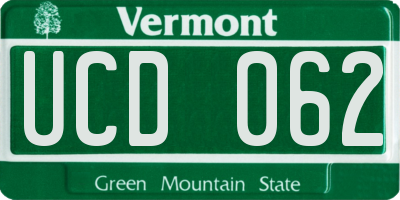 VT license plate UCD062
