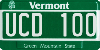 VT license plate UCD100