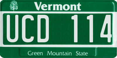 VT license plate UCD114