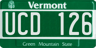 VT license plate UCD126