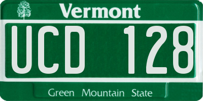 VT license plate UCD128
